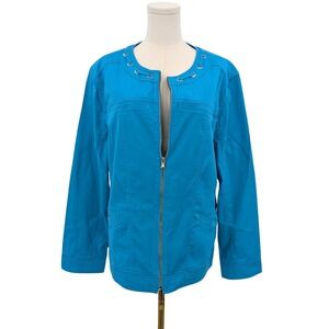 Chico's Blue Women's Jacket with Rivet  Plus 20/22 Lightweight Spring Stretch